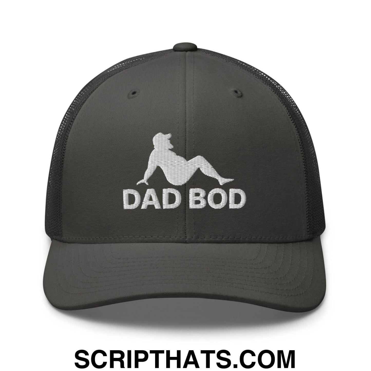 Dad Bod Mud Flap Silhouette Embroidered Mesh Trucker Hat Charcoal