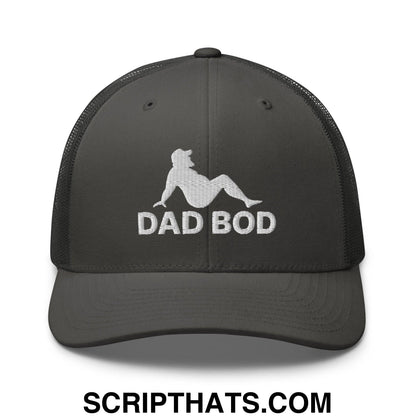 Dad Bod Mud Flap Silhouette Embroidered Mesh Trucker Hat Charcoal