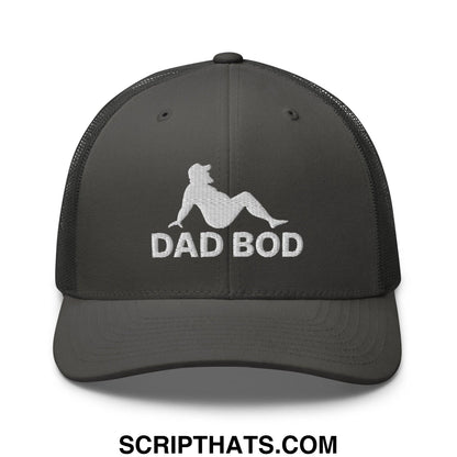 Dad Bod Mud Flap Silhouette Embroidered Mesh Trucker Hat Charcoal