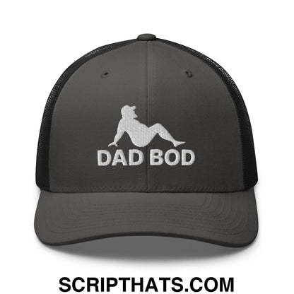 Dad Bod Mud Flap Silhouette Embroidered Mesh Trucker Hat Charcoal Black