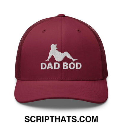 Dad Bod Mud Flap Silhouette Embroidered Mesh Trucker Hat Cranberry