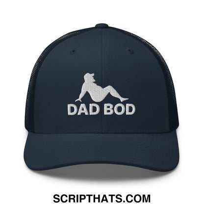 Dad Bod Mud Flap Silhouette Embroidered Mesh Trucker Hat Navy