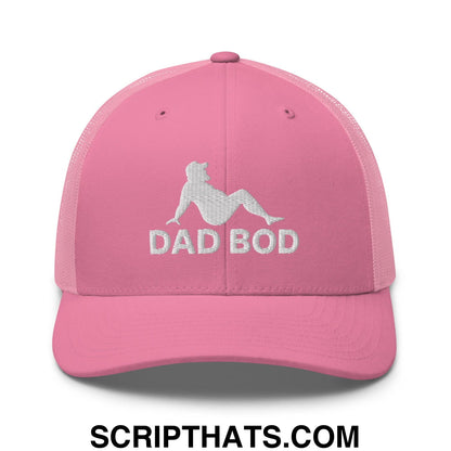 Dad Bod Mud Flap Silhouette Embroidered Mesh Trucker Hat Pink
