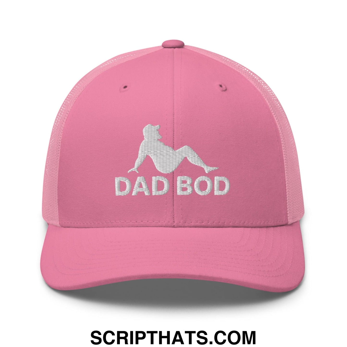 Dad Bod Mud Flap Silhouette Embroidered Mesh Trucker Hat Pink
