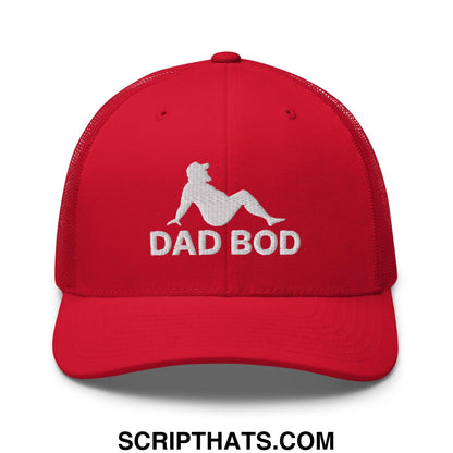 Dad Bod Mud Flap Silhouette Embroidered Mesh Trucker Hat Red