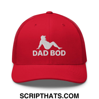 Dad Bod Mud Flap Silhouette Embroidered Mesh Trucker Hat Red