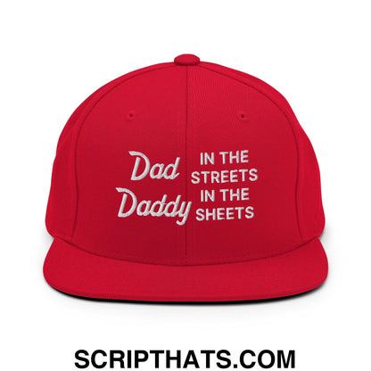 Dad In The Streets Daddy In The Sheets Snapback Hat Red