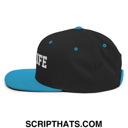 Dad Life Embroidered Flat Bill Brim Snapback Hat Black Teal