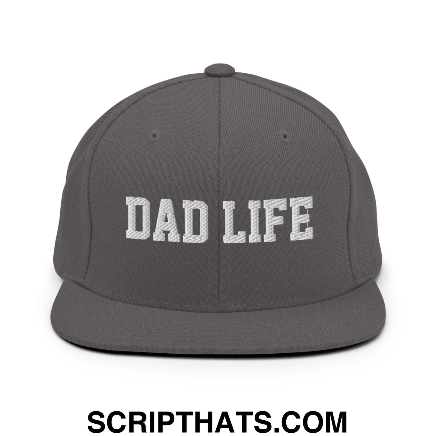 Dad Life Embroidered Flat Bill Brim Snapback Hat Dark Grey