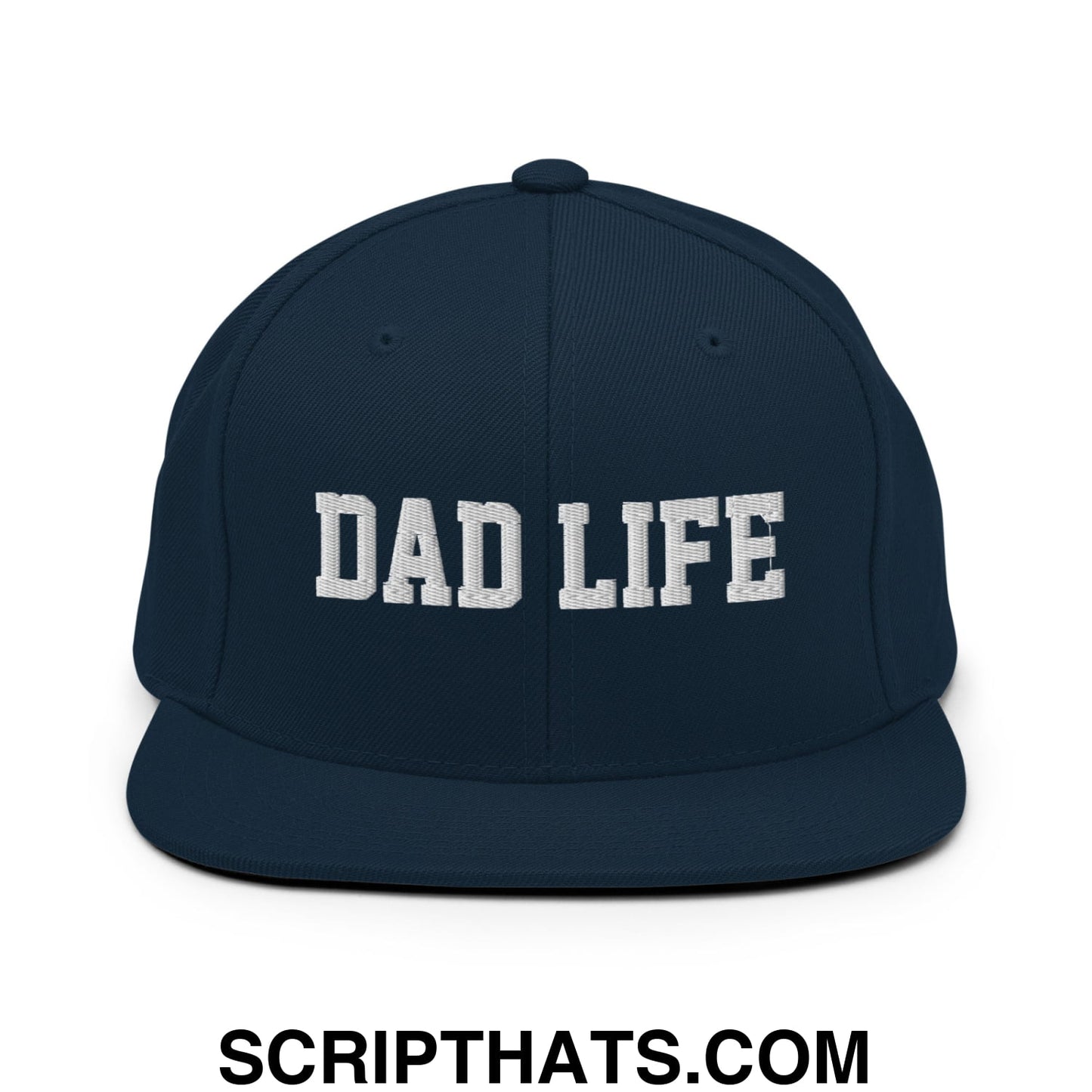 Dad Life Embroidered Flat Bill Brim Snapback Hat Dark Navy