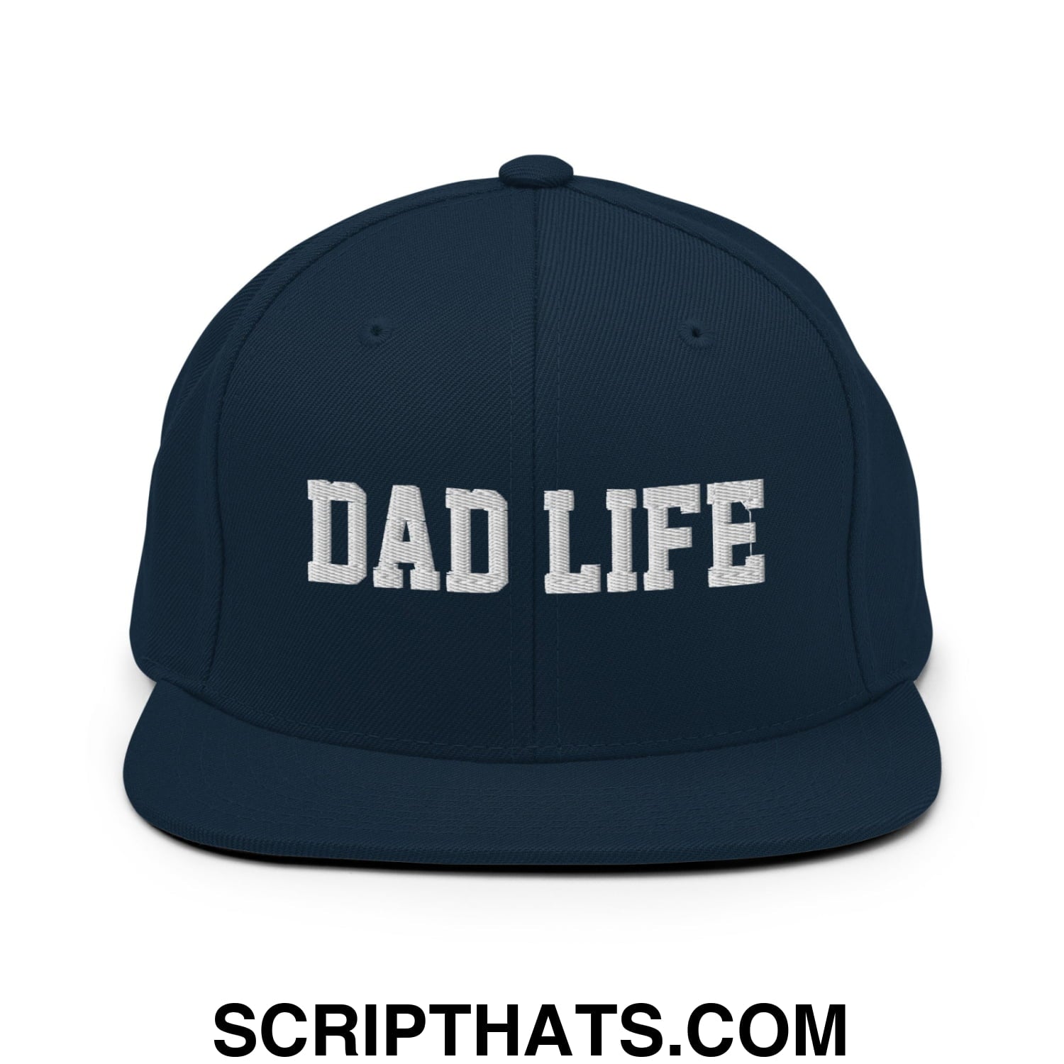 Dad Life Embroidered Flat Bill Brim Snapback Hat Dark Navy