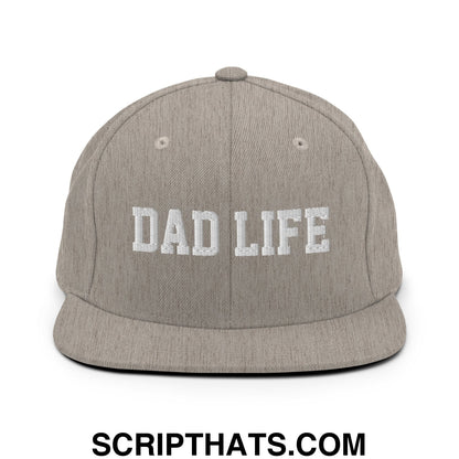 Dad Life Embroidered Flat Bill Brim Snapback Hat Heather Grey