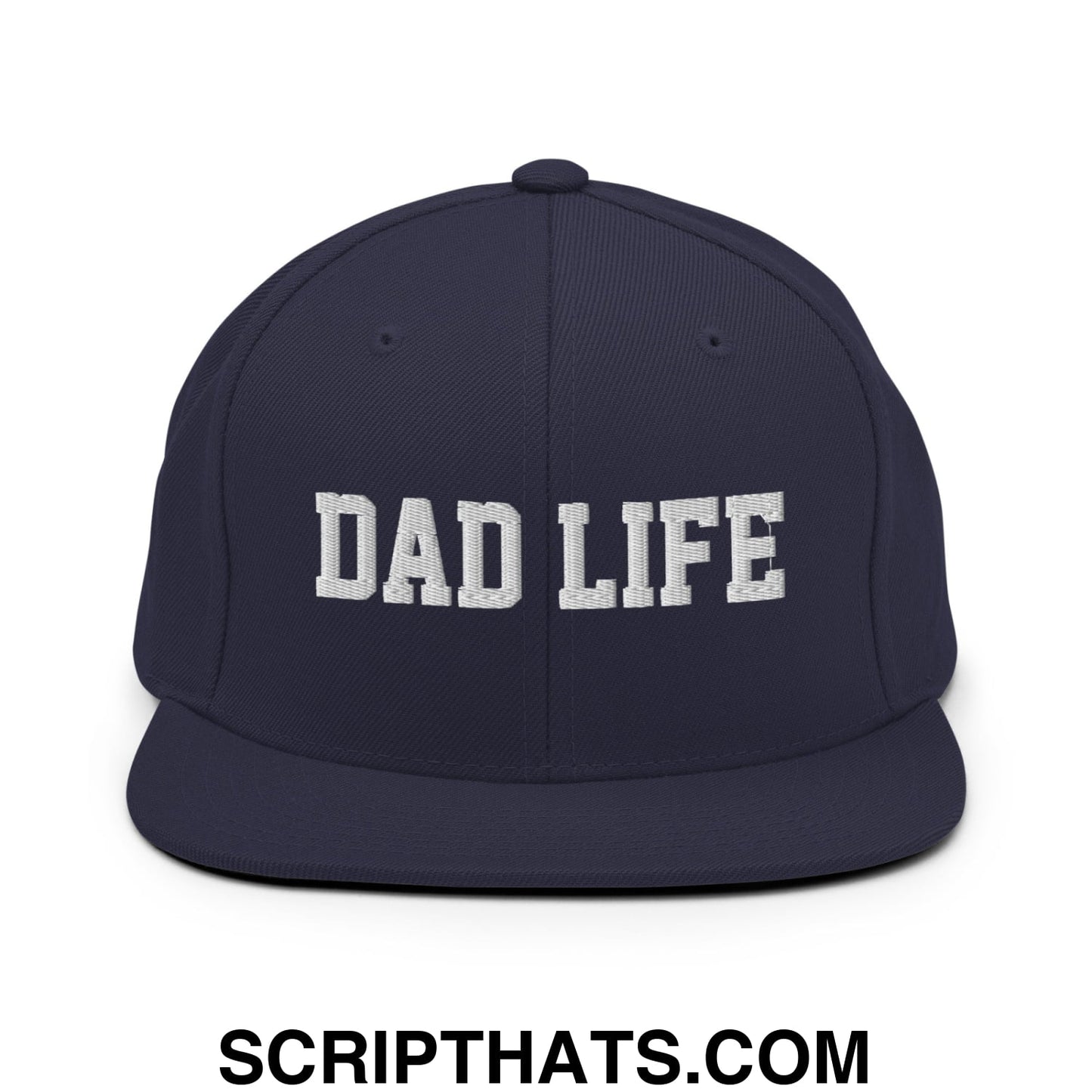 Dad Life Embroidered Flat Bill Brim Snapback Hat Navy
