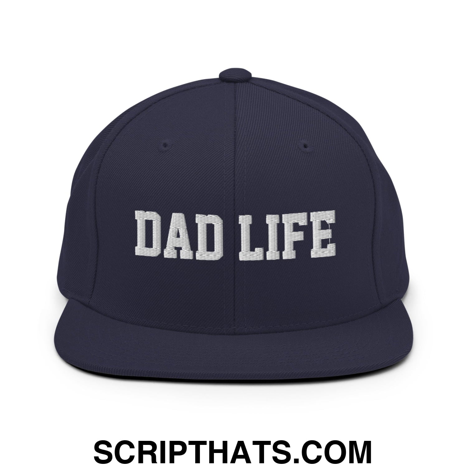 Dad Life Embroidered Flat Bill Brim Snapback Hat Navy