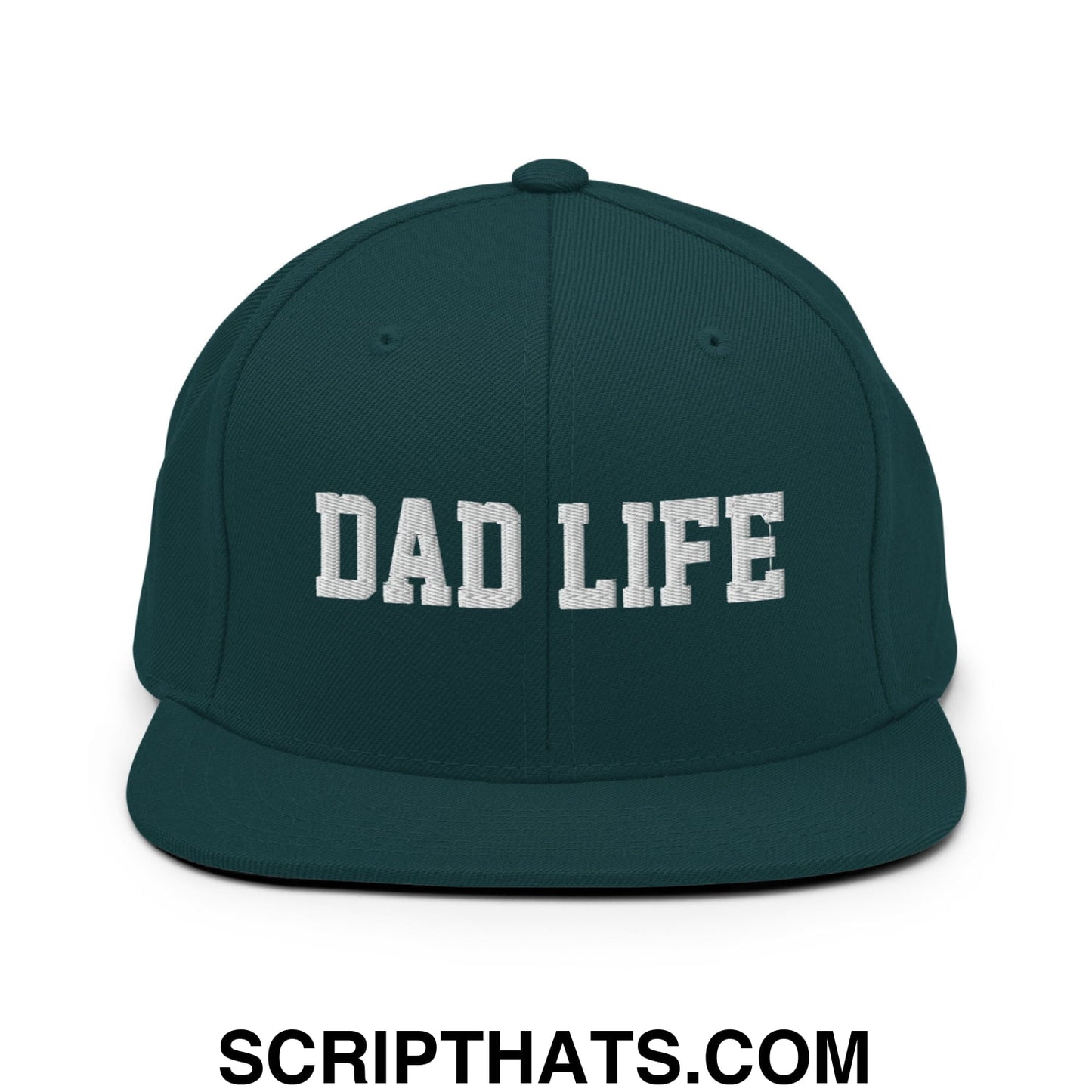 Dad Life Embroidered Flat Bill Brim Snapback Hat Spruce