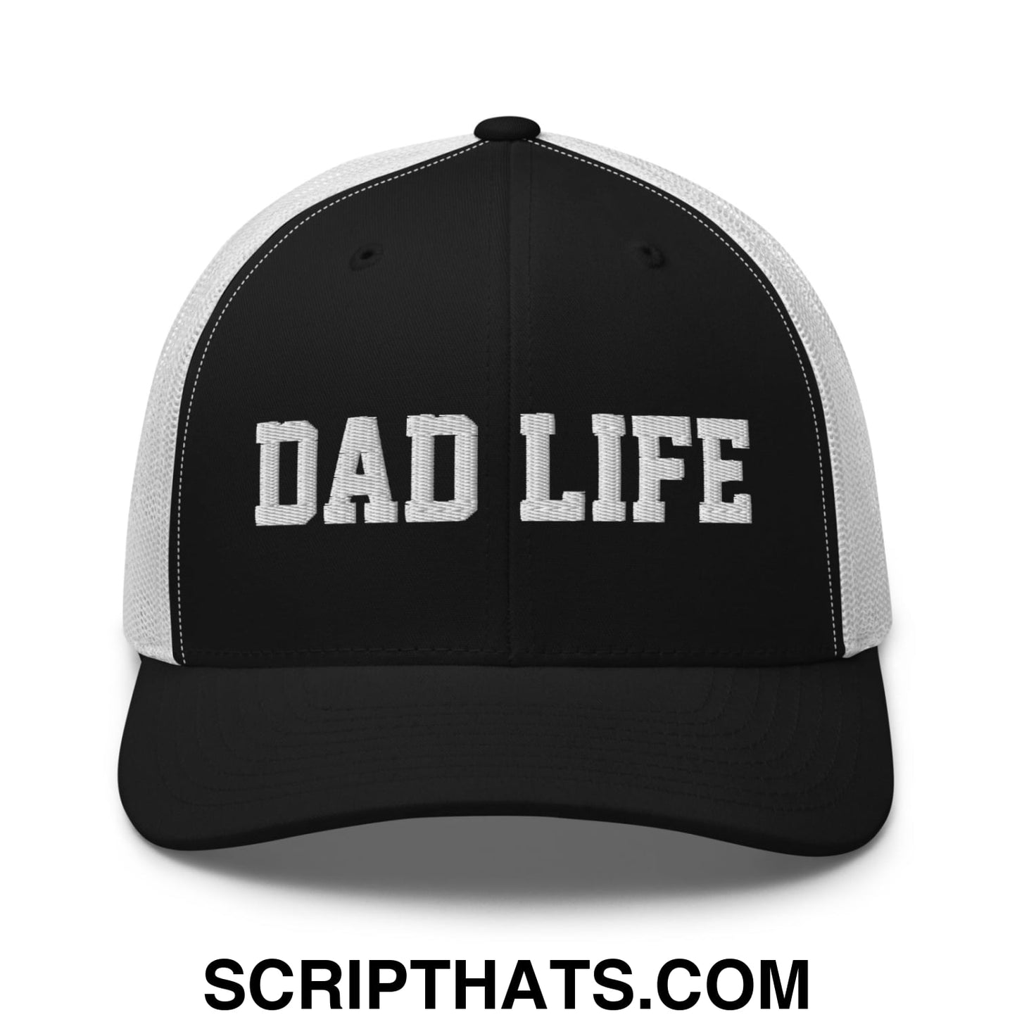 Dad Life Embroidered Mesh Trucker Hat Black White