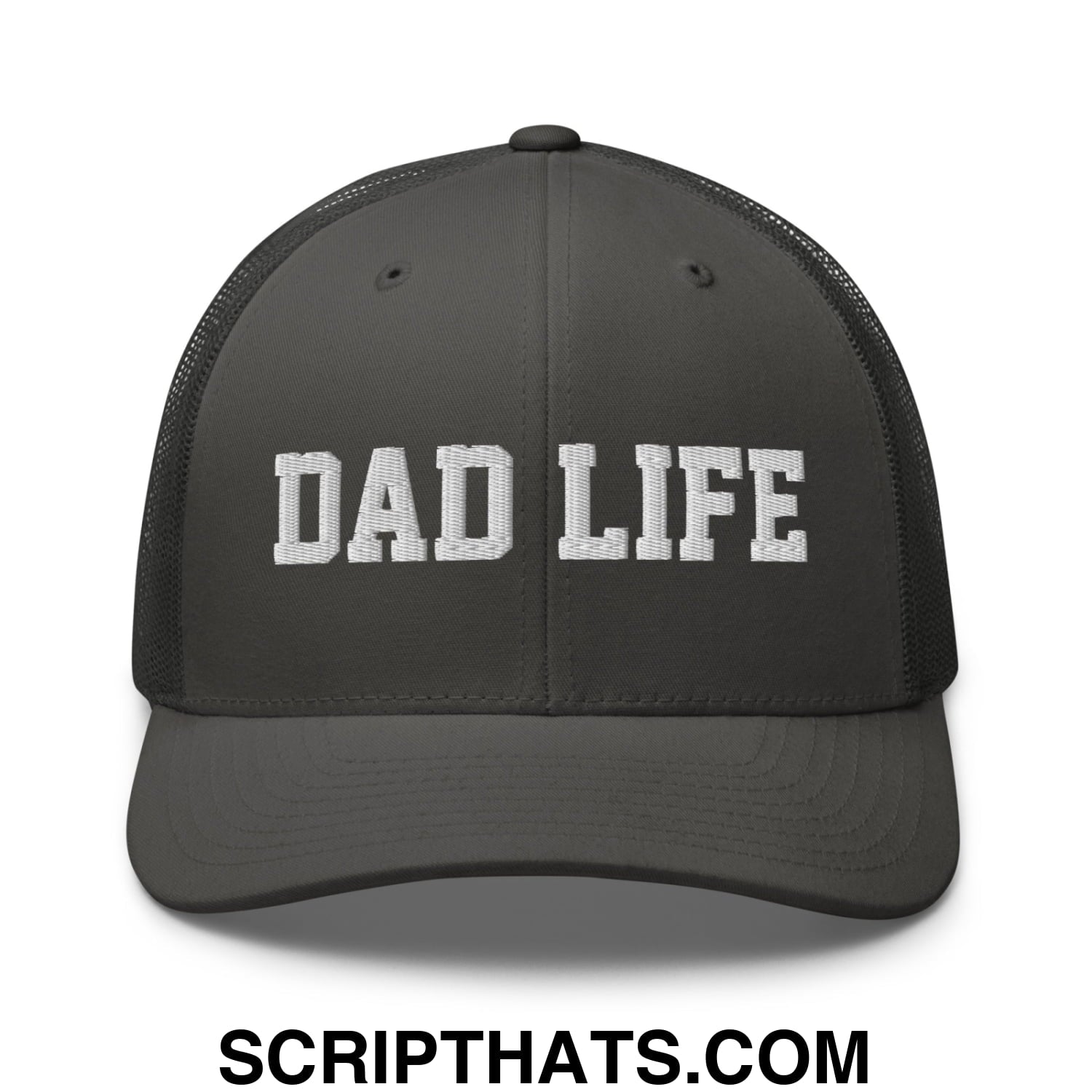 Dad Life Embroidered Mesh Trucker Hat Charcoal