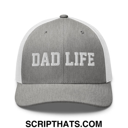 Dad Life Embroidered Mesh Trucker Hat Heather Grey White