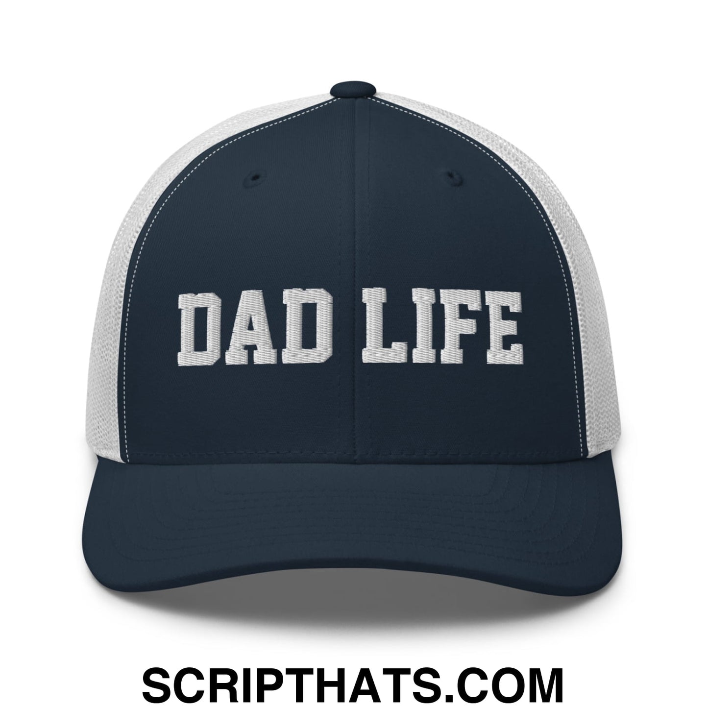 Dad Life Embroidered Mesh Trucker Hat Navy White