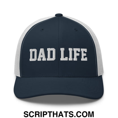 Dad Life Embroidered Mesh Trucker Hat Navy White