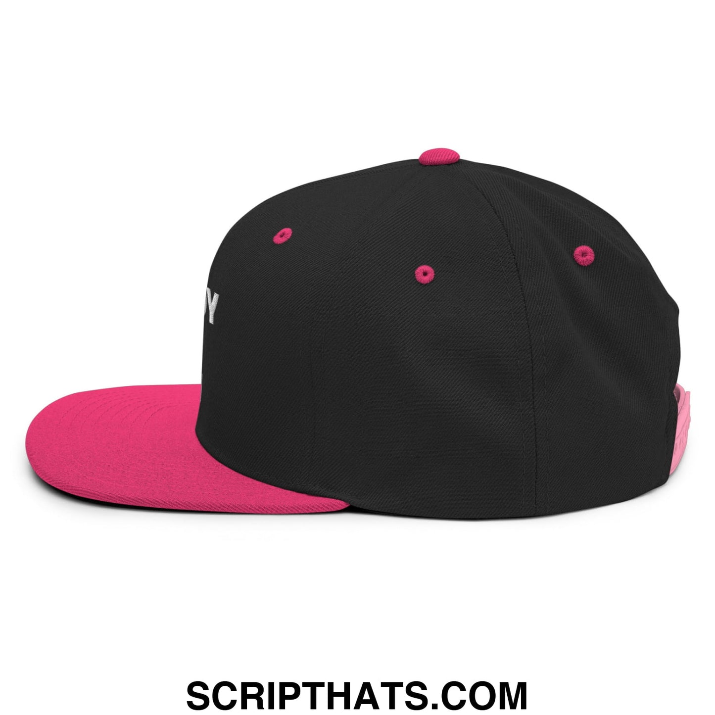 Dada Daddy Dad Bruh Embroidered Flat Bill Brim Snapback Hat Black Neon Pink