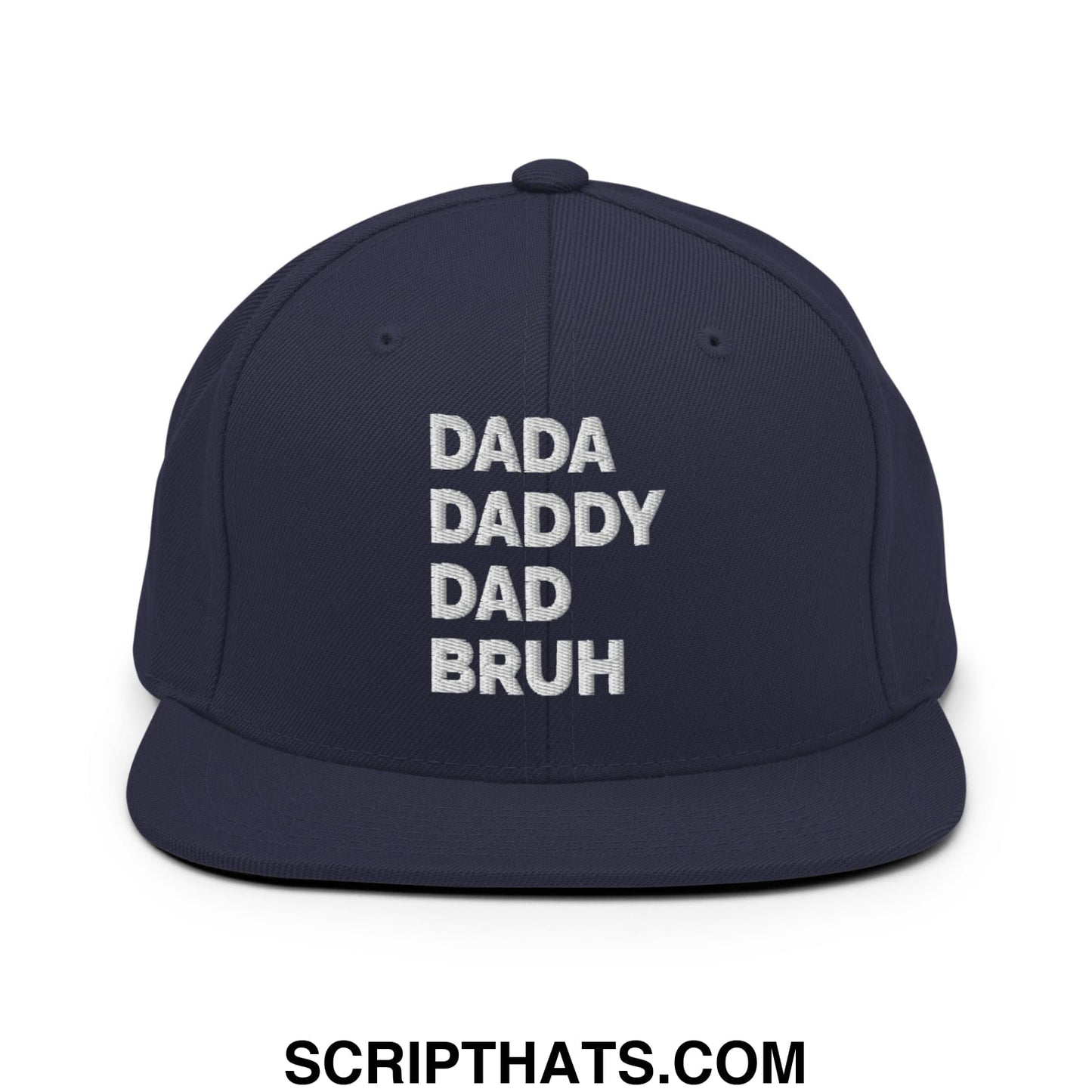 Dada Daddy Dad Bruh Embroidered Flat Bill Brim Snapback Hat Navy