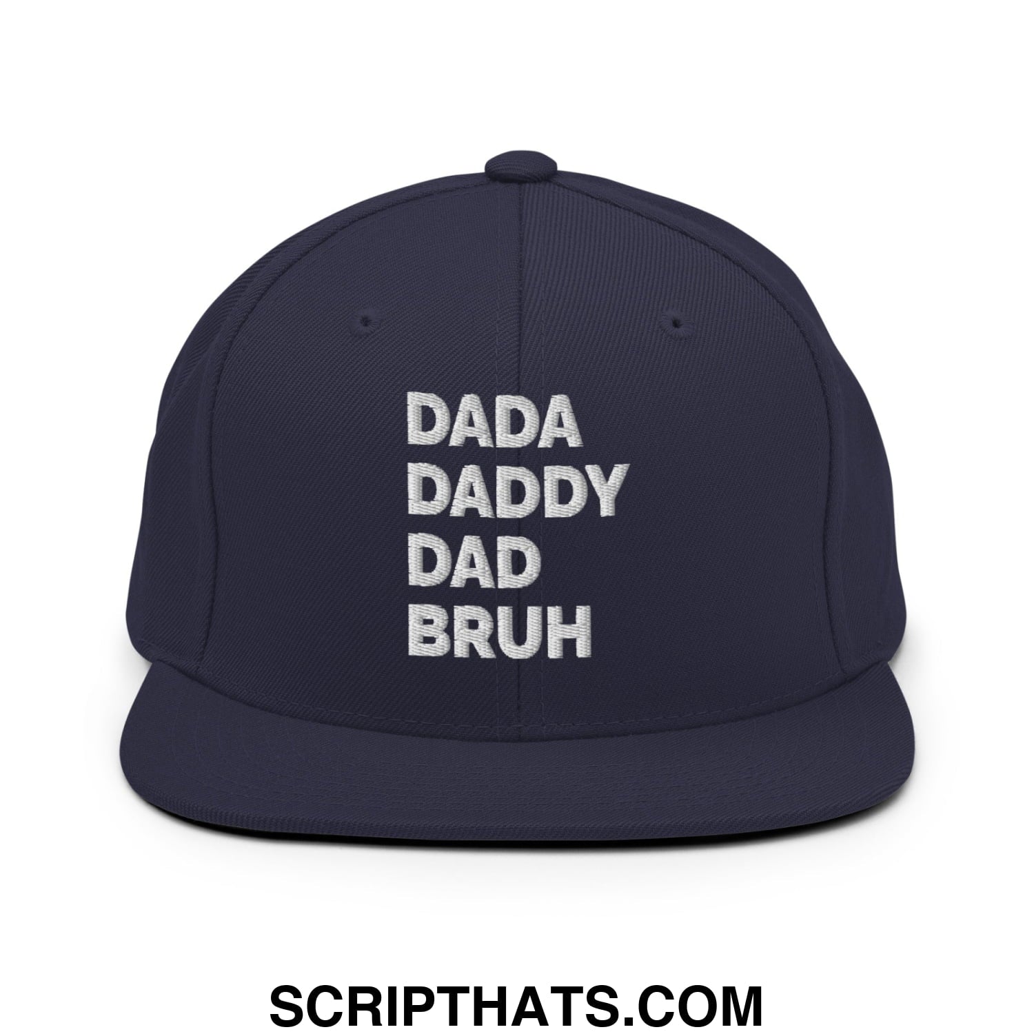 Dada Daddy Dad Bruh Embroidered Flat Bill Brim Snapback Hat Navy