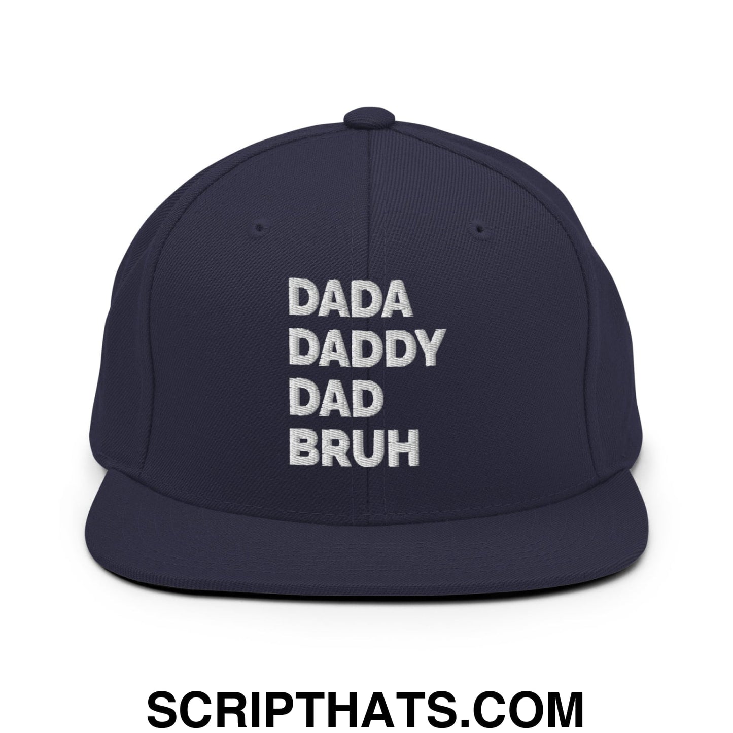 Dada Daddy Dad Bruh Embroidered Flat Bill Brim Snapback Hat Navy
