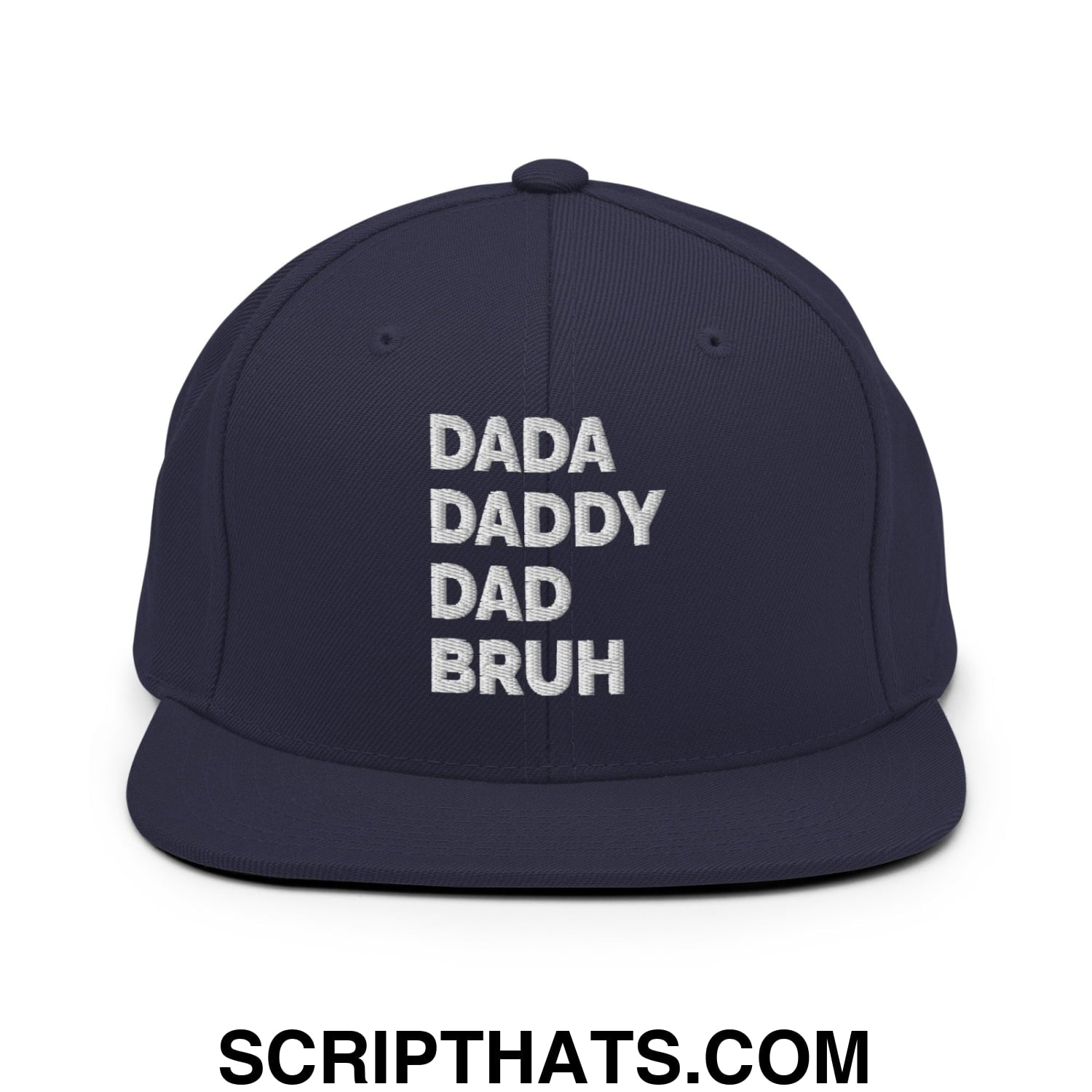 Dada Daddy Dad Bruh Embroidered Flat Bill Brim Snapback Hat Navy