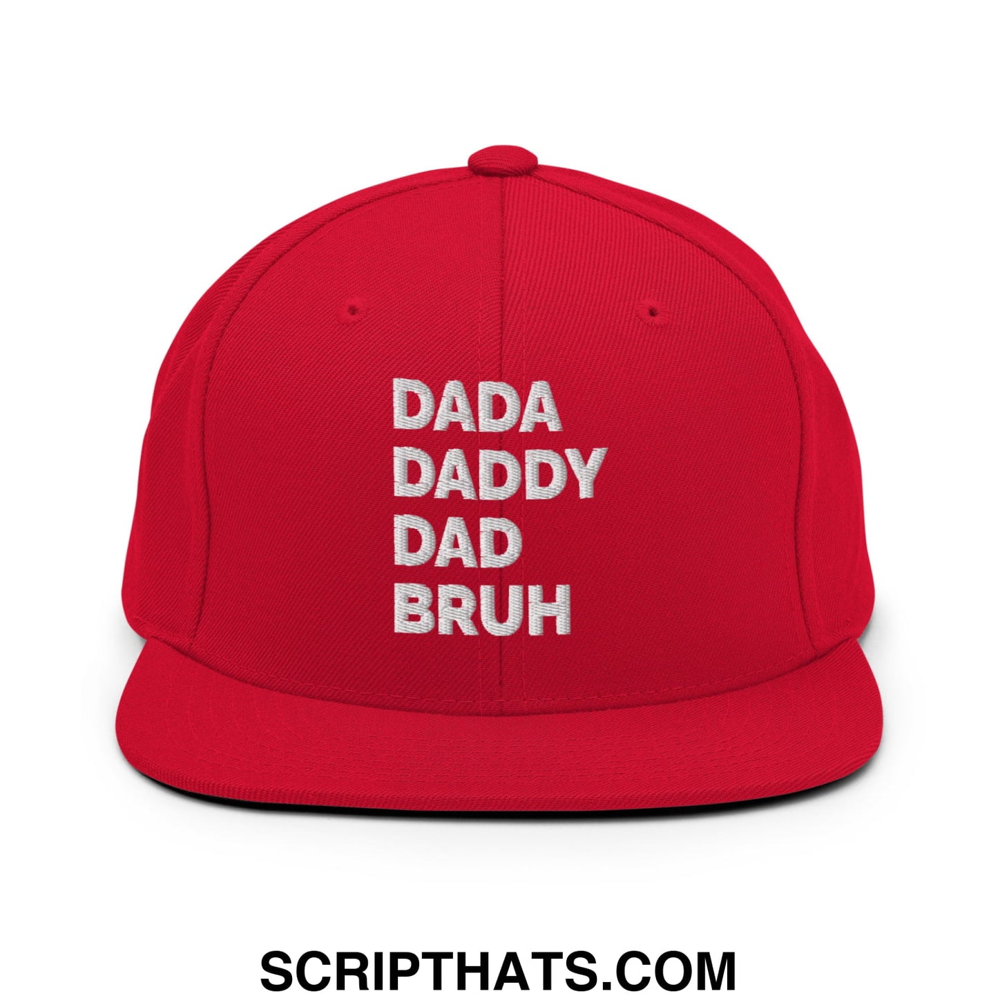 Dada Daddy Dad Bruh Embroidered Flat Bill Brim Snapback Hat Red