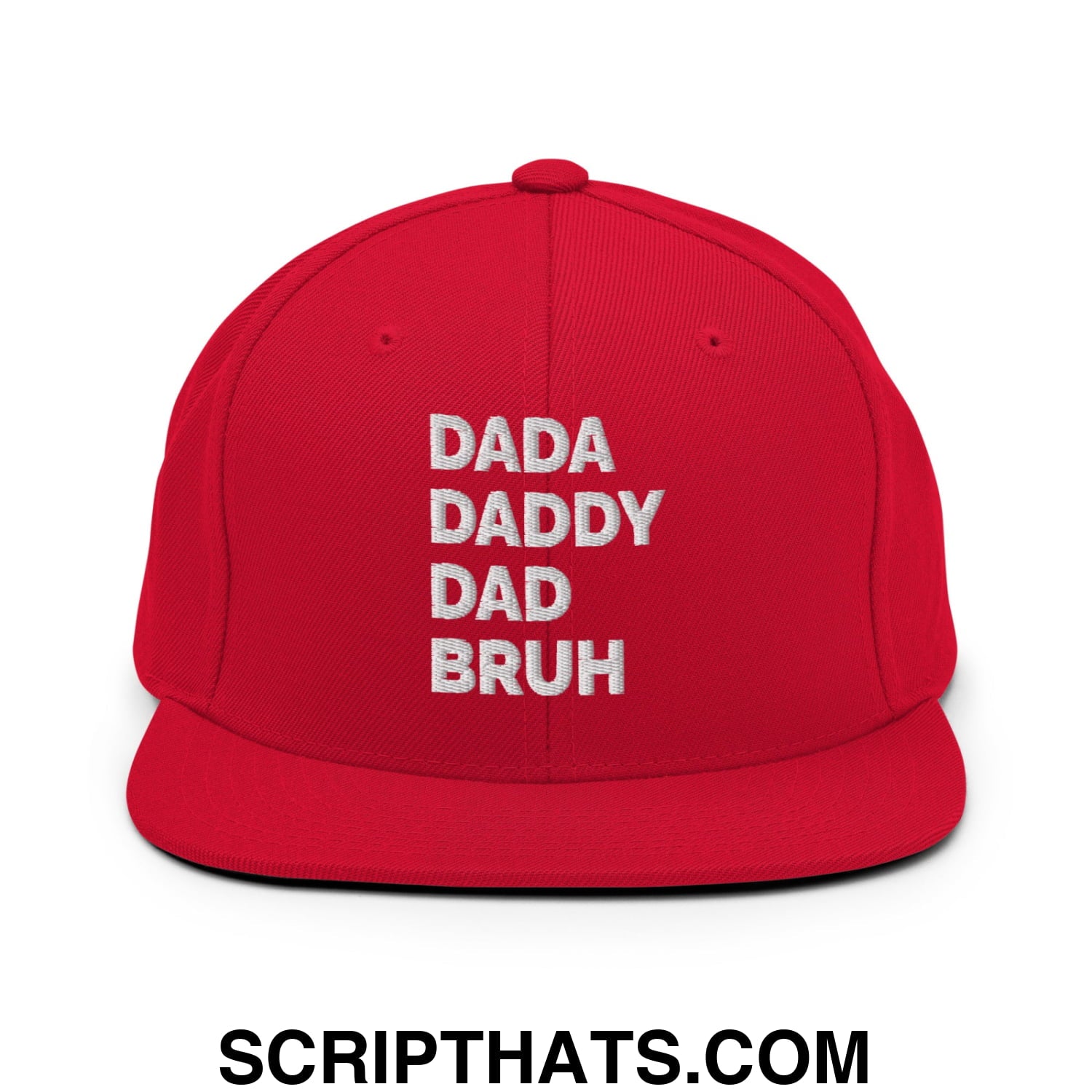 Dada Daddy Dad Bruh Embroidered Flat Bill Brim Snapback Hat Red