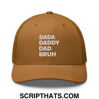 Dada Daddy Dad Bruh Embroidered Mesh Trucker Hat Caramel