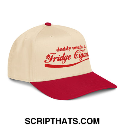Daddy Needs a Fridge Cigarette Embroidered Baseball Snapback Hat Red Natural