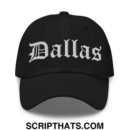 Dallas Old English Embroidered Unstructured Dad Hat Black