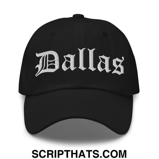 Dallas Old English Embroidered Unstructured Dad Hat Black
