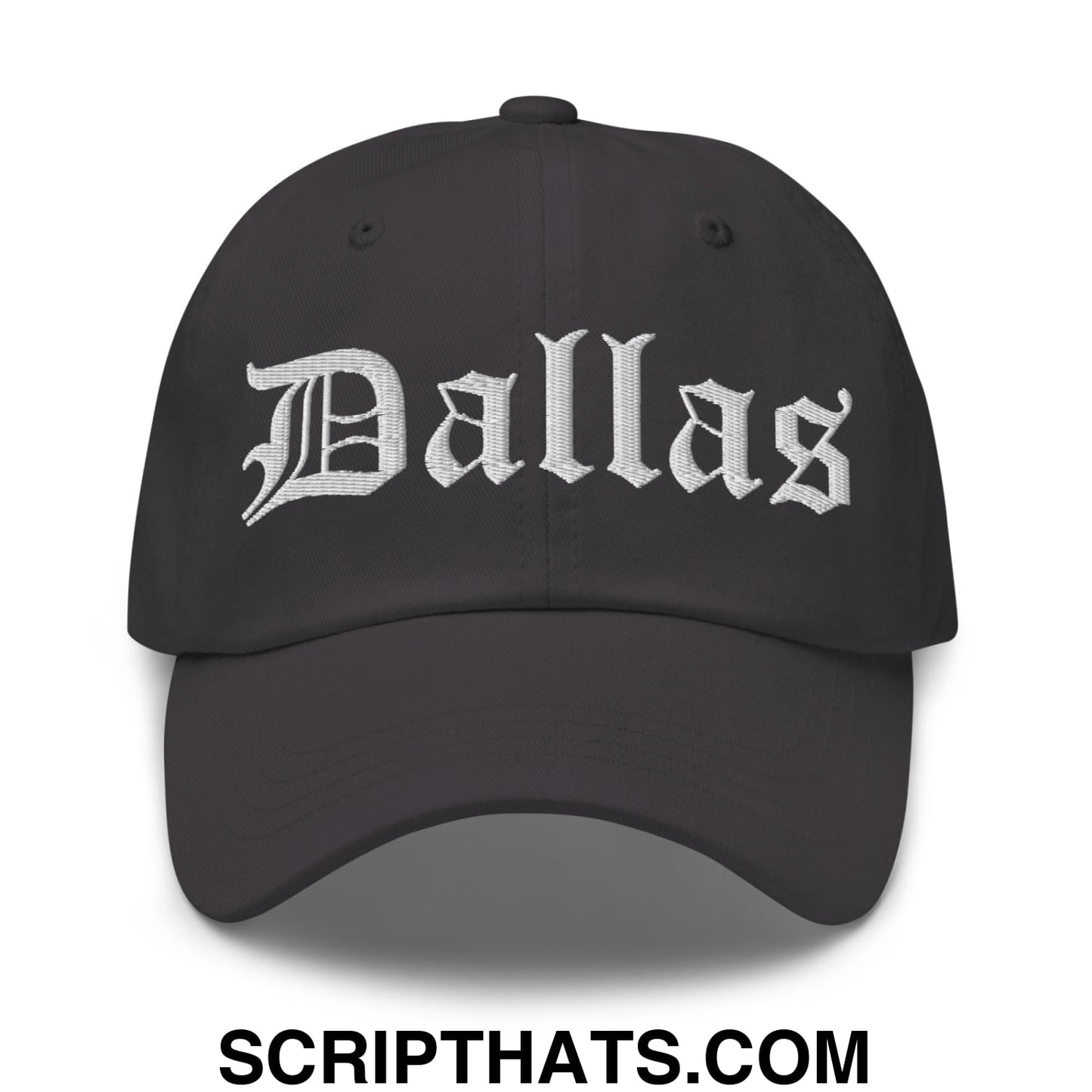 Dallas Old English Embroidered Unstructured Dad Hat Dark Grey