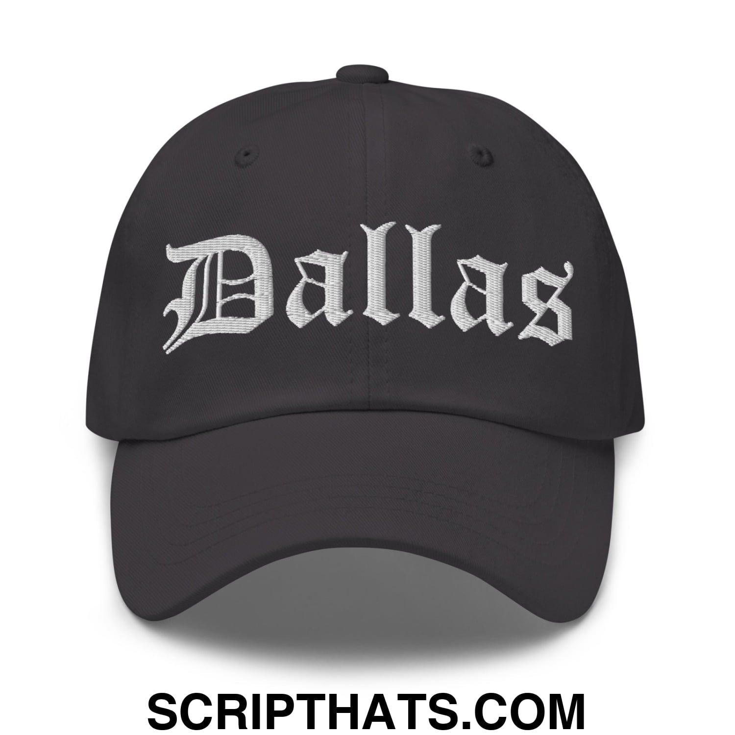 Dallas Old English Embroidered Unstructured Dad Hat Dark Grey