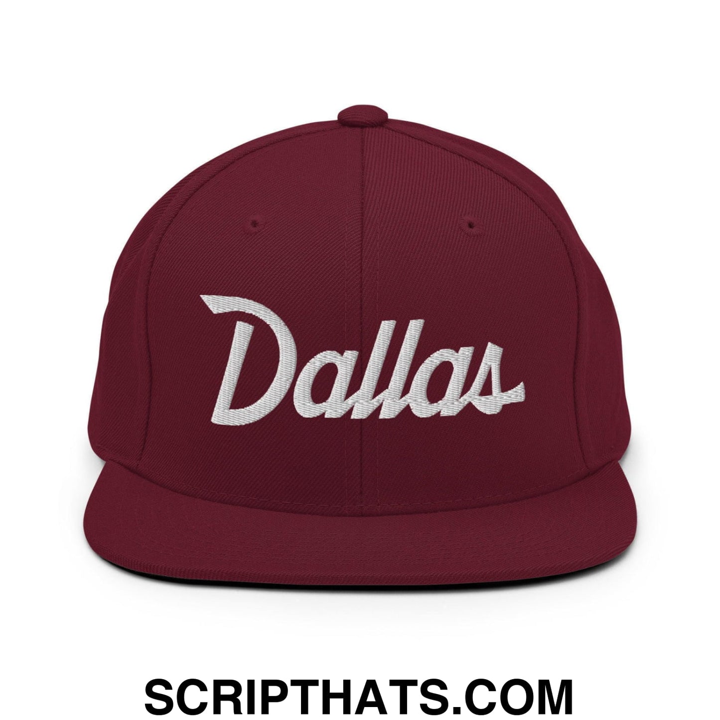 Dallas Script Snapback Hat Maroon