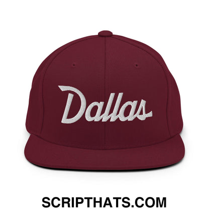 Dallas Script Snapback Hat Maroon