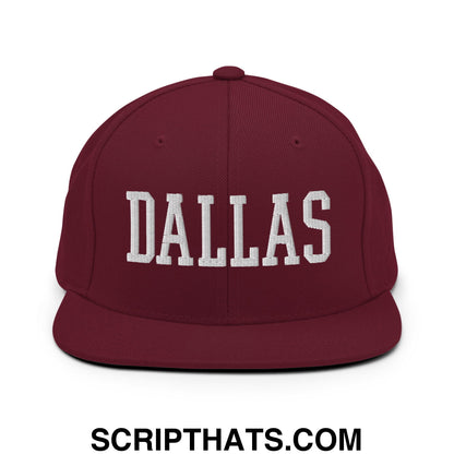Dallas Varsity College Block Embroidered Flat Bill Brim Snapback Hat Maroon