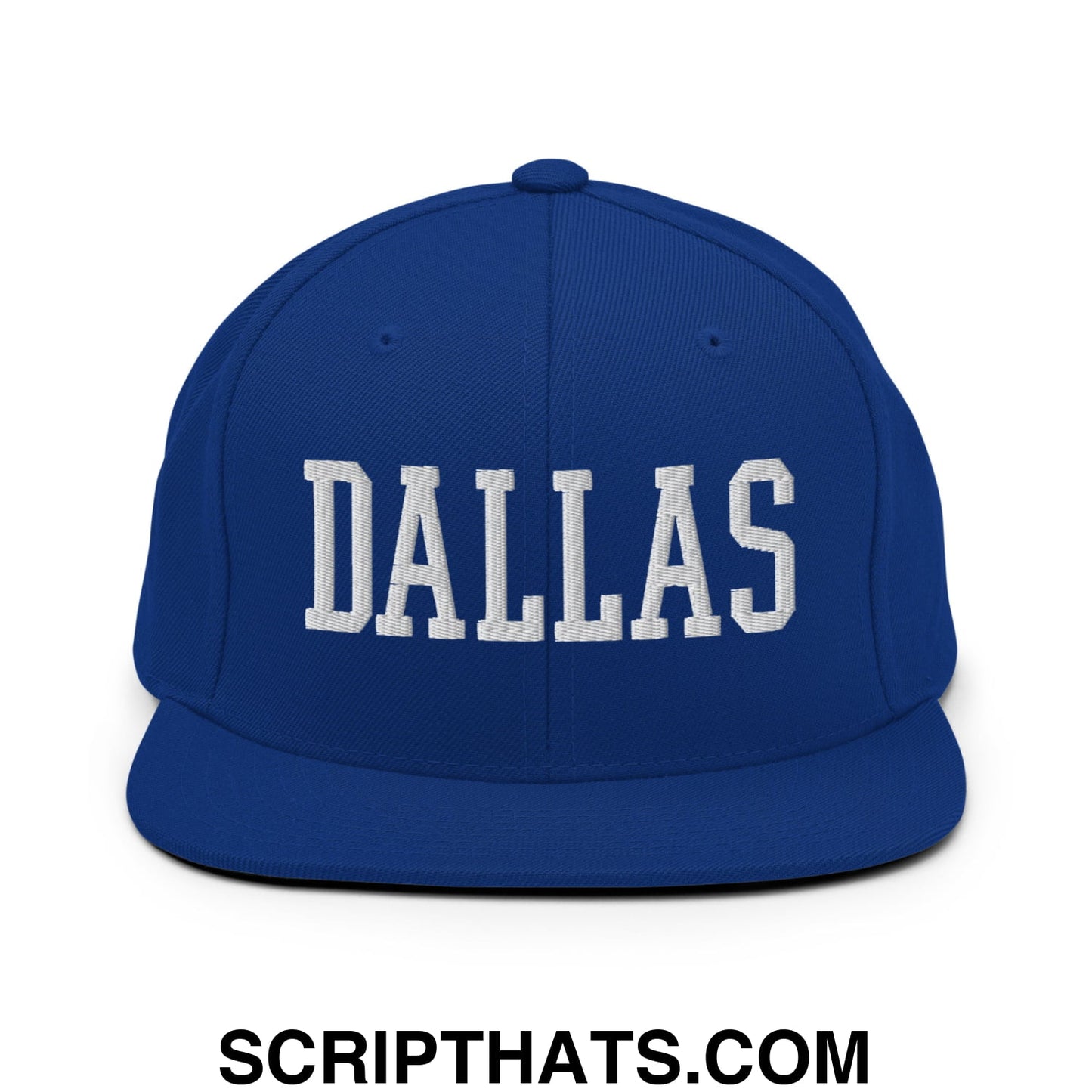 Dallas Varsity College Block Embroidered Flat Bill Brim Snapback Hat Royal Blue