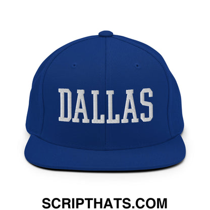 Dallas Varsity College Block Embroidered Flat Bill Brim Snapback Hat Royal Blue