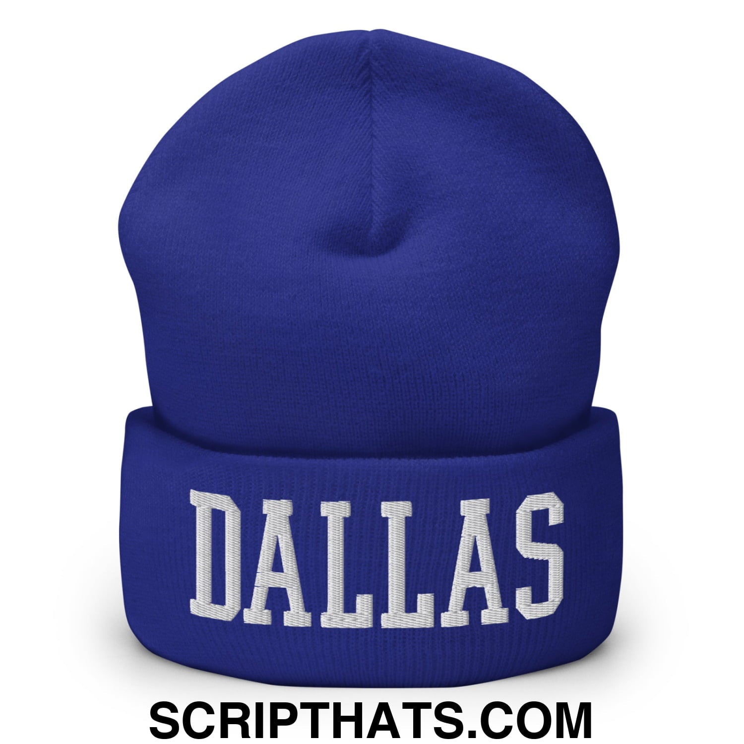 Dallas Varsity College Block Embroidered Knit Cuffed Beanie Royal