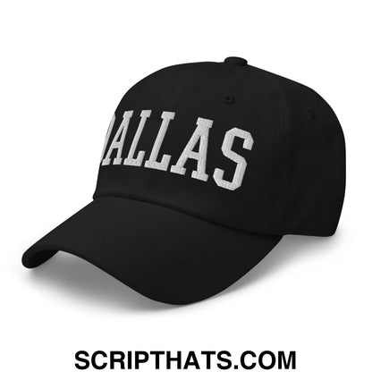 Dallas Varsity College Block Embroidered Unstructured Dad Hat Black