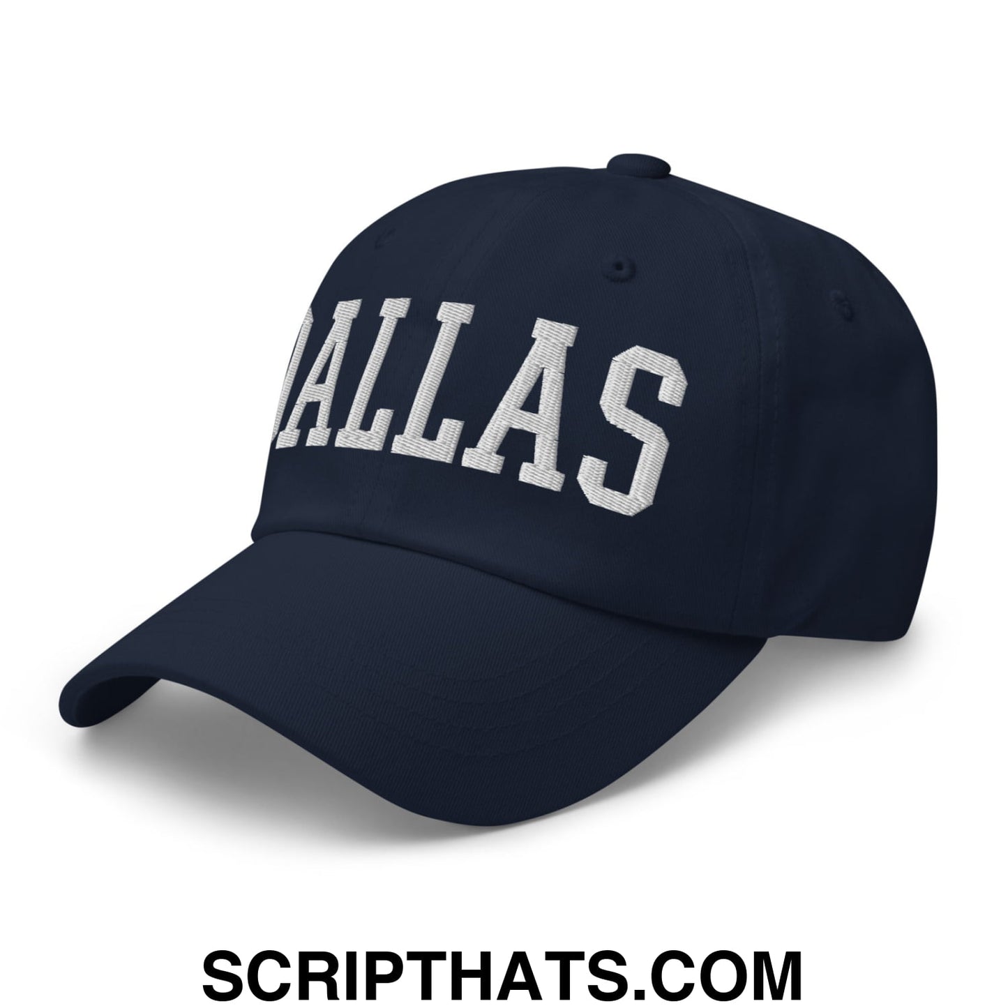 Dallas Varsity College Block Embroidered Unstructured Dad Hat Navy