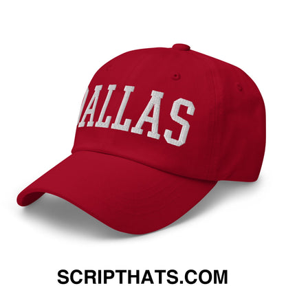 Dallas Varsity College Block Embroidered Unstructured Dad Hat Cranberry