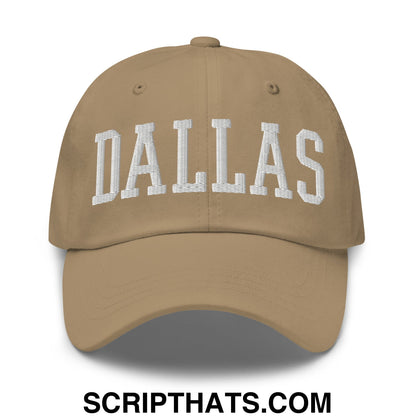 Dallas Varsity College Block Embroidered Unstructured Dad Hat Khaki
