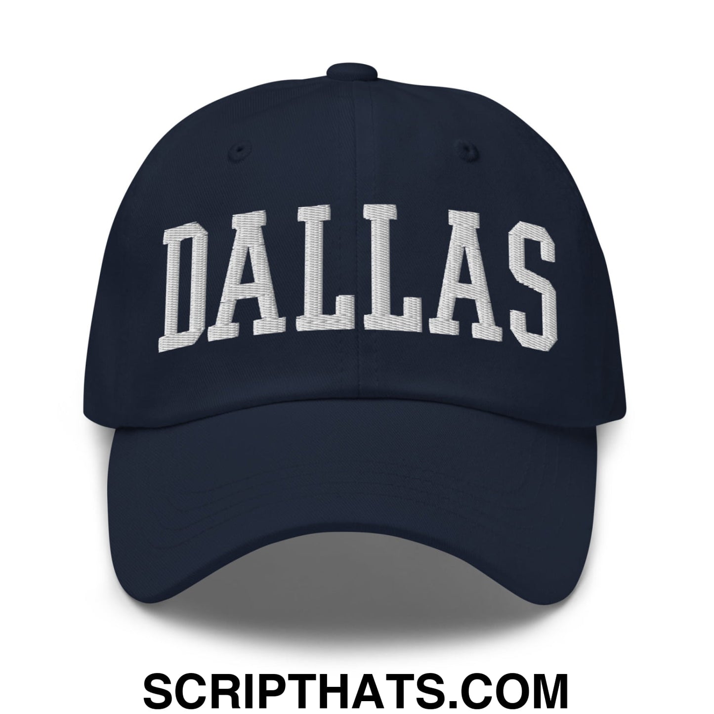 Dallas Varsity College Block Embroidered Unstructured Dad Hat Navy