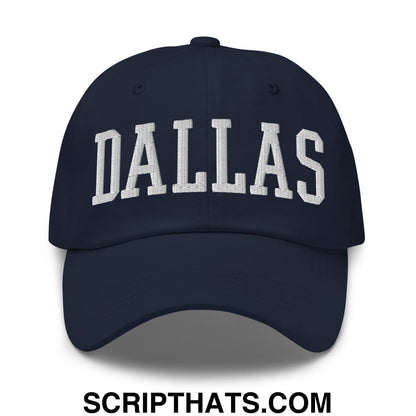 Dallas Varsity College Block Embroidered Unstructured Dad Hat Navy
