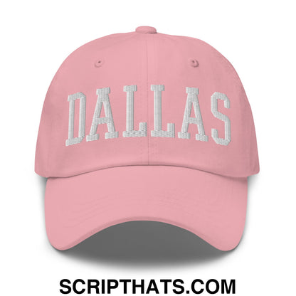 Dallas Varsity College Block Embroidered Unstructured Dad Hat Pink